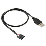 5핀 마더보드 암 헤더 to USB 2.0 수컷 어댑터 케이블, 길이: 50cm, 5핀 마더보드 to USB
