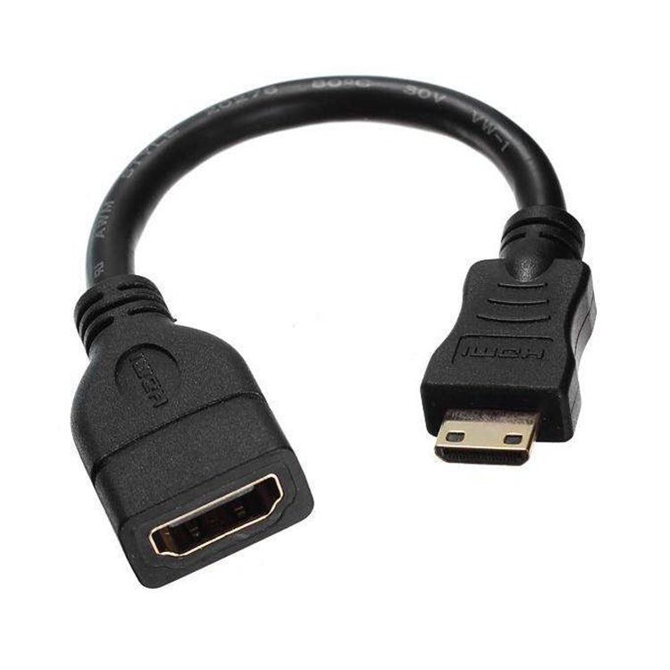 16cm 금도금 미니 HDMI 수컷 to HDMI 19핀 암컷 케이블, 미니 HDMI 수컷, 길이: 16cm
