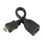 16cm 금도금 미니 HDMI 수컷 to HDMI 19핀 암컷 케이블, 미니 HDMI 수컷, 길이: 16cm