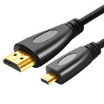 1.8m 금도금 3D 1080P 마이크로 HDMI 수컷 to HDMI 수컷 케이블, 휴대폰, 카메라, GoPro용, 금도금 마이크로 HDMI, 길이: 1.8m