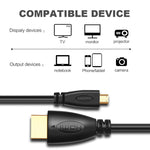 1.5m 금도금 3D 1080P 마이크로 HDMI 수컷 to HDMI 수컷 케이블, 휴대폰, 카메라, GoPro용, 금도금 마이크로 HDMI, 길이: 1.5m