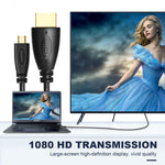 1m 금도금 3D 1080P 마이크로 HDMI 수컷 to HDMI 수컷 케이블, 휴대폰, 카메라, GoPro용, 금도금 마이크로 HDMI, 길이: 1m