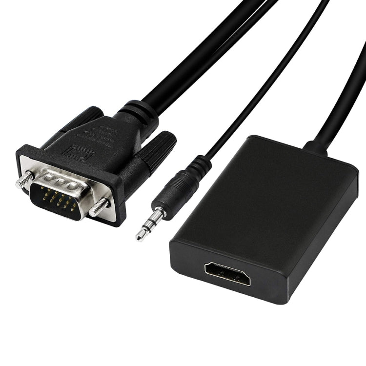VGA + 오디오 to 풀 HD 1080P HDMI 비디오 컨버터 박스 어댑터, HDMI 암컷 to VGA 수컷 + 오디오, 블랙