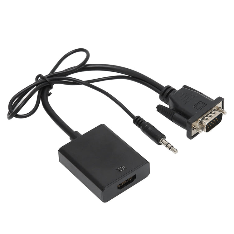 VGA + 오디오 to 풀 HD 1080P HDMI 비디오 컨버터 박스 어댑터, HDMI 암컷 to VGA 수컷 + 오디오, 블랙