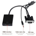 VGA + 오디오 to 풀 HD 1080P HDMI 비디오 컨버터 박스 어댑터, HDMI 암컷 to VGA 수컷 + 오디오, 블랙