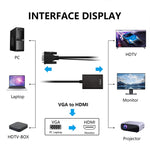 VGA + 오디오 to 풀 HD 1080P HDMI 비디오 컨버터 박스 어댑터, HDMI 암컷 to VGA 수컷 + 오디오, 블랙