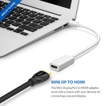 풀 HD 1080P 미니 디스플레이포트 수컷 to HDMI 암컷 포트 케이블 어댑터, 길이: 20cm, 미니 DP to HDMI 화이트