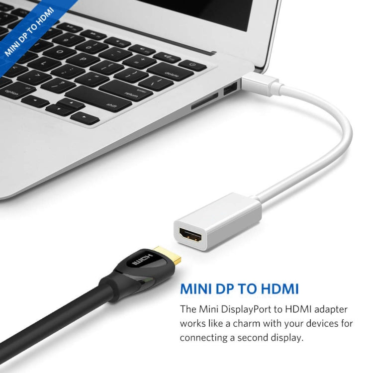 풀 HD 1080P 미니 디스플레이포트 수컷 to HDMI 암컷 포트 케이블 어댑터, 길이: 20cm, 미니 DP to HDMI 화이트