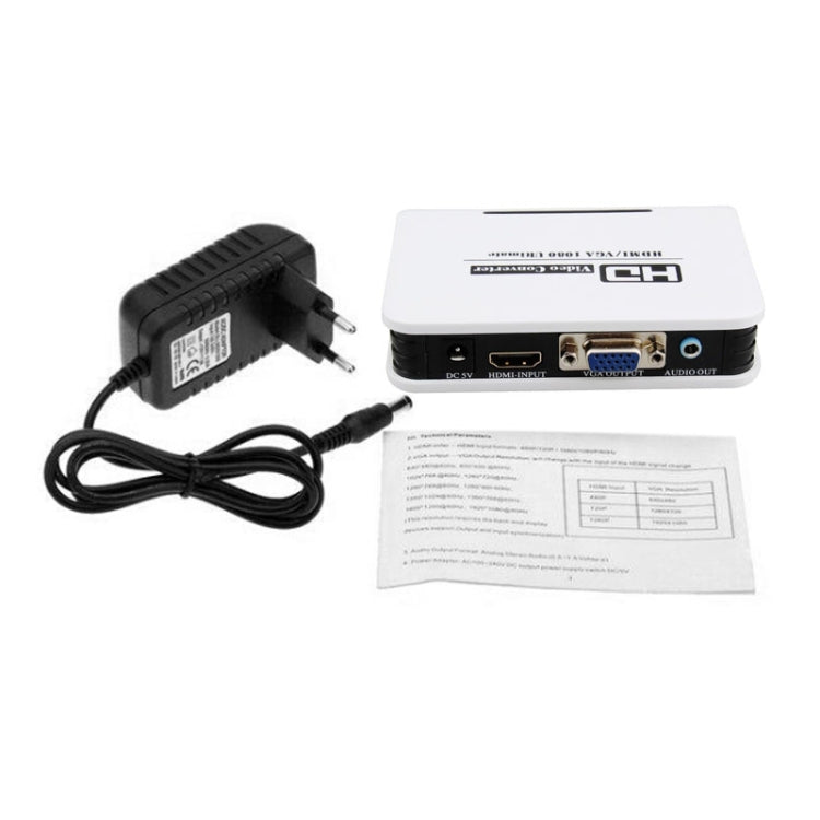 1080P HDMI to VGA 어댑터 디지털 to 아날로그 비디오 오디오 컨버터 케이블 Xbox 360 PS3 PS4 PC 노트북 TV 박스 프로젝터용, HDMI to VGA (화이트)
