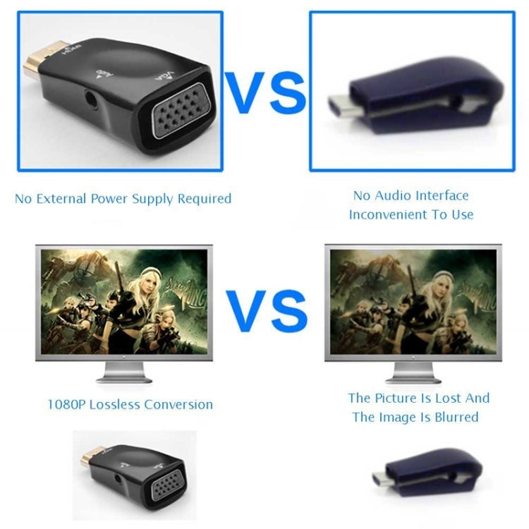 풀 HD 1080P HDMI to VGA 및 오디오 어댑터 HDTV / 모니터 / 프로젝터용, HDMI 수컷 to VGA + 오디오 (블랙), HDMI 수컷 to VGA + 오디오 (화이트)