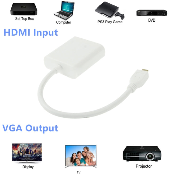22cm 마이크로 HDMI 수컷 to VGA 암컷 비디오 어댑터 케이블, 풀 HD 1080P 지원, 마이크로 HDMI 수컷 to VGA 암컷