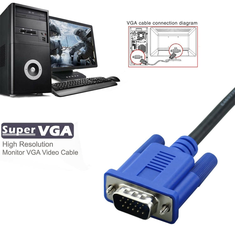 5m 고품질 VGA 15핀 수컷 to VGA 15핀 수컷 케이블 LCD 모니터 / 프로젝터용, 5m