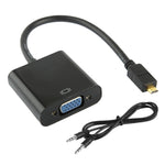 22cm 풀 HD 1080P 마이크로 HDMI 수컷 to VGA 암컷 비디오 어댑터 케이블 오디오 케이블 포함, 마이크로 HDMI