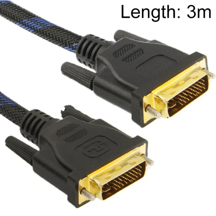 나일론 네팅 스타일 DVI-I 듀얼 링크 24+5핀 수 to 수 M / M 비디오 케이블, 길이: 3m, DVI 24+5 3m