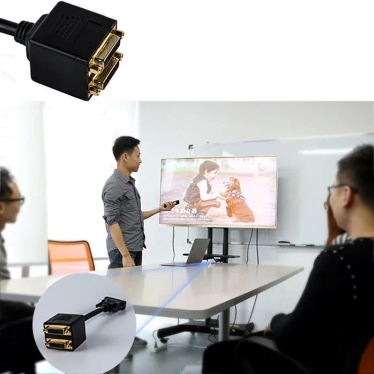 24+1 DVI 수 to 2 DVI 암 케이블 어댑터, 길이: 30cm, 2 DVI 24+1 핀 암