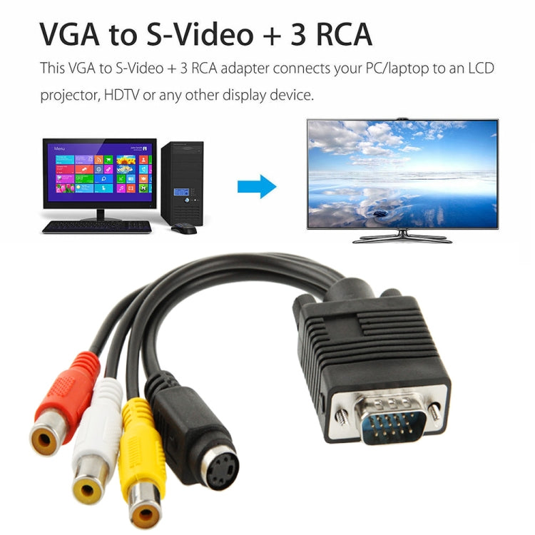 VGA to S-Video AV RCA TV 변환 케이블 어댑터 2 오디오 케이블 포함, VGA to S-Video