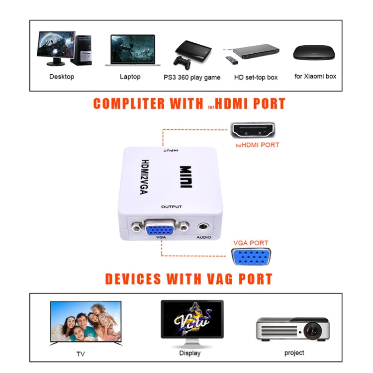미니 HDMI to VGA 오디오 변환기, 미니 HDMI to VGA