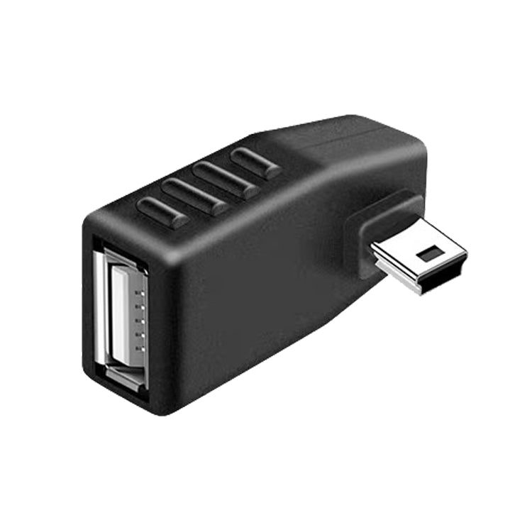미니 USB 수컷 to USB 2.0 AF 어댑터, OTG 기능 지원, 90도 왼쪽 각도, 90도 오른쪽 각도