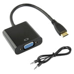22cm 풀 HD 1080P 미니 HDMI 수컷 to VGA 암 비디오 어댑터 케이블 오디오 케이블 포함, 미니 HDMI