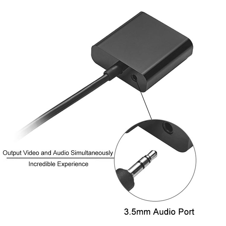 22cm 풀 HD 1080P 미니 HDMI 수컷 to VGA 암 비디오 어댑터 케이블 오디오 케이블 포함, 미니 HDMI