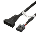 USB 2.0 9핀 마더보드 암 to USB 3.0 19핀 하우징 수컷 어댑터 케이블, 길이: 15cm, 9핀 암 to 19핀 수컷