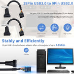 USB 2.0 9핀 마더보드 암 to USB 3.0 19핀 하우징 수컷 어댑터 케이블, 길이: 15cm, 9핀 암 to 19핀 수컷