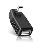 90도 미니 USB 수컷 to USB 2.0 AF 어댑터, 90도 위쪽 각도, 90도 아래쪽 각도