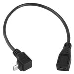 90도 마이크로 USB 수형 to 마이크로 USB 암형 어댑터 케이블, 길이: 25cm