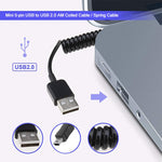 미니 5핀 USB to USB 2.0 AM 코일 케이블 / 스프링 케이블, 길이: 25cm (최대 80cm까지 연장 가능), 미니 USB to USB AM, 길이: 80cm