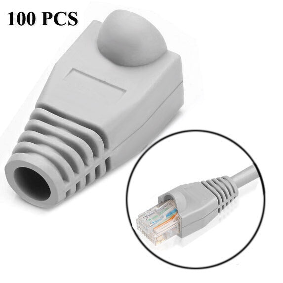 RJ45용 네트워크 케이블 부츠 캡 커버, 블랙 (1팩 100개, 가격은 100개 기준), 100개 블랙, 100개 레드, 100개 블루, 100개 화이트, 100개 그린, 100개 그레이, 100개 옐로우
