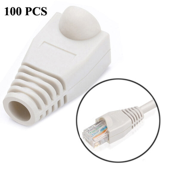 RJ45용 네트워크 케이블 부츠 캡 커버, 블랙 (1팩 100개, 가격은 100개 기준), 100개 블랙, 100개 레드, 100개 블루, 100개 화이트, 100개 그린, 100개 그레이, 100개 옐로우