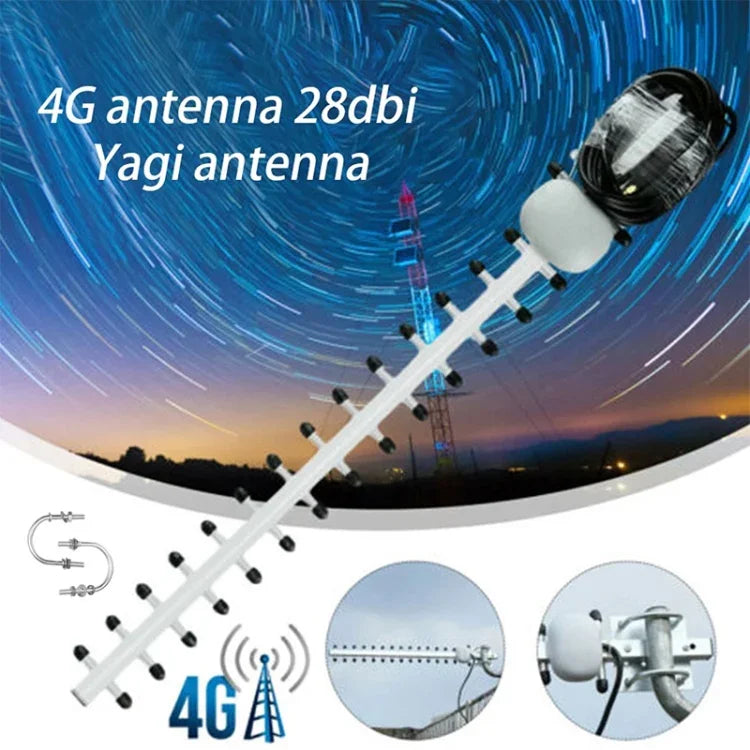 고이득 28dBi SMA 플러그 4G 696-960MHz / 1710-2690MHz 야기 안테나, 안테나