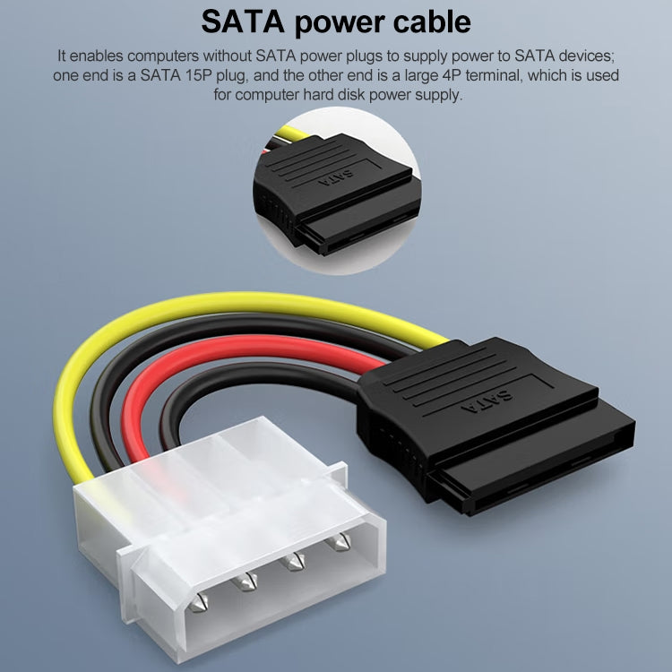 4핀 IDE에서 직렬 ATA SATA 전원 케이블 어댑터 (15cm), 재질: 알루미늄+마그네슘, 4핀 IDE에서 SATA