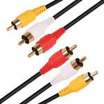 일반 품질 오디오 비디오 스테레오 RCA AV 케이블, 길이: 3m, 3 RCA to 3 RCA, 길이: 3m