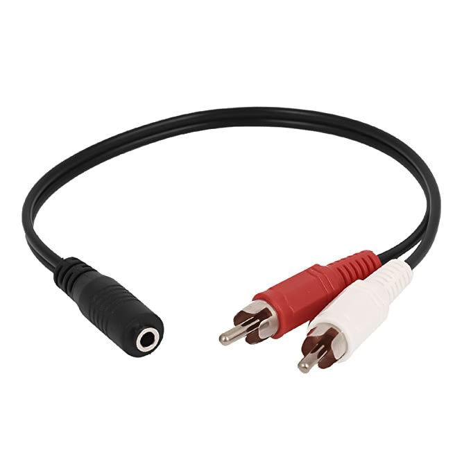 3.5mm 암컷 스테레오 잭 to 2 수컷 RCA 플러그 케이블, 길이: 38cm, 3.5mm to 2 RCA 수컷
