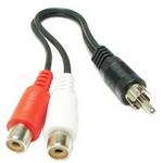 2 RCA 암컷 to 1 RCA 수컷 Y 분배기 비디오 케이블 어댑터, 길이: 26.5cm, 1 RCA 수컷 to 2 RCA 암컷