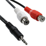 2 RCA 암컷 to 3.5mm 수컷 잭 오디오 Y 케이블, 길이: 20cm, 3.5mm to 2 RCA 암컷