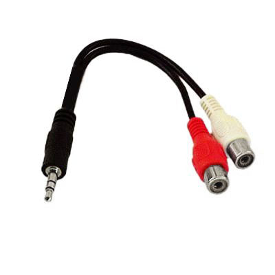 2 RCA 암컷 to 3.5mm 수컷 잭 오디오 Y 케이블, 길이: 20cm, 3.5mm to 2 RCA 암컷