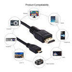 1.5m 마이크로 HDMI to HDMI 19핀 케이블, 1.4 버전, 3D 지원, HDMI 수컷, 3D 지원, 길이: 1.5m
