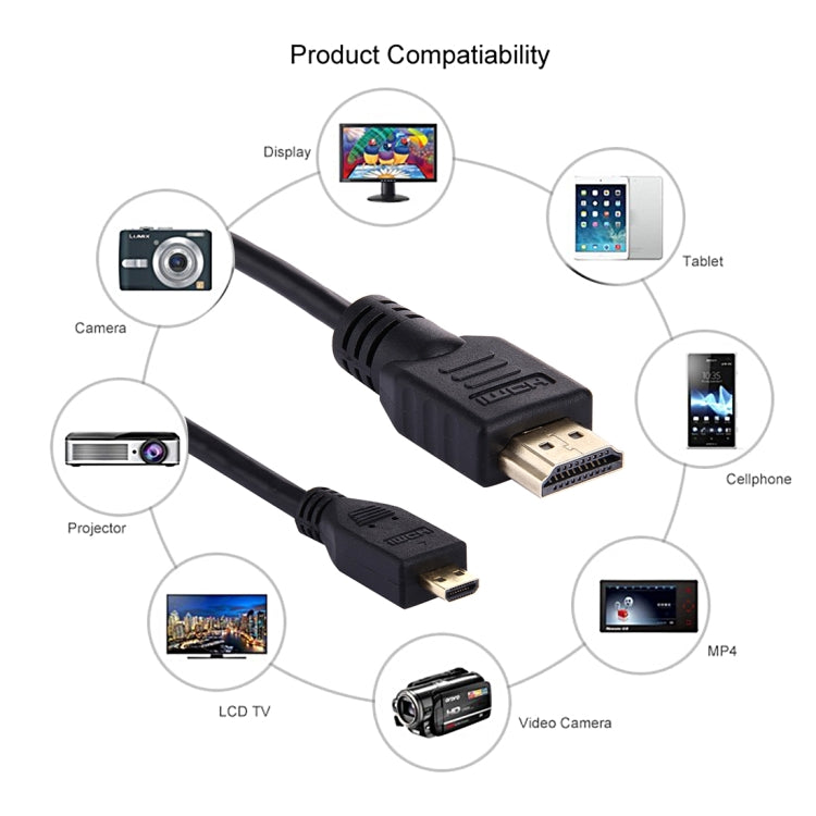 1.5m 마이크로 HDMI to HDMI 19핀 케이블, 1.4 버전, 3D 지원, HDMI 수컷, 3D 지원, 길이: 1.5m