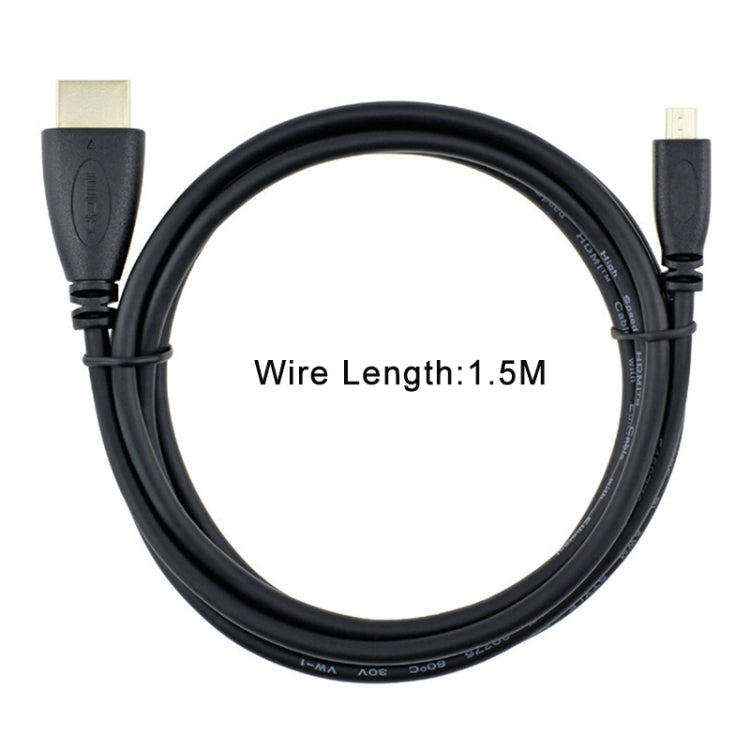 1.5m 마이크로 HDMI to HDMI 19핀 케이블, 1.4 버전, HDMI 수컷, 길이: 1.5m