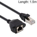 RJ45 암-수 CAT5E 네트워크 패널 마운트 나사 잠금 연장 케이블, 길이: 1.5m, 1.5m