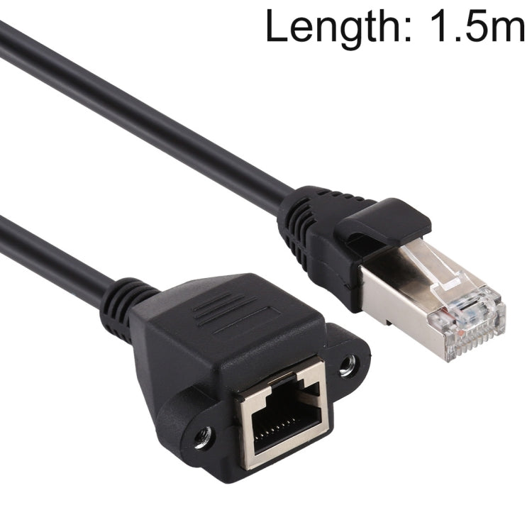 RJ45 암-수 CAT5E 네트워크 패널 마운트 나사 잠금 연장 케이블, 길이: 1.5m, 1.5m