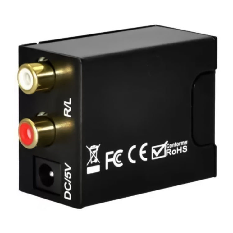 디지털 광 코액셜 토스링크 to 아날로그 RCA 오디오 컨버터(블랙), Spdif+Coaxial to 2RCA