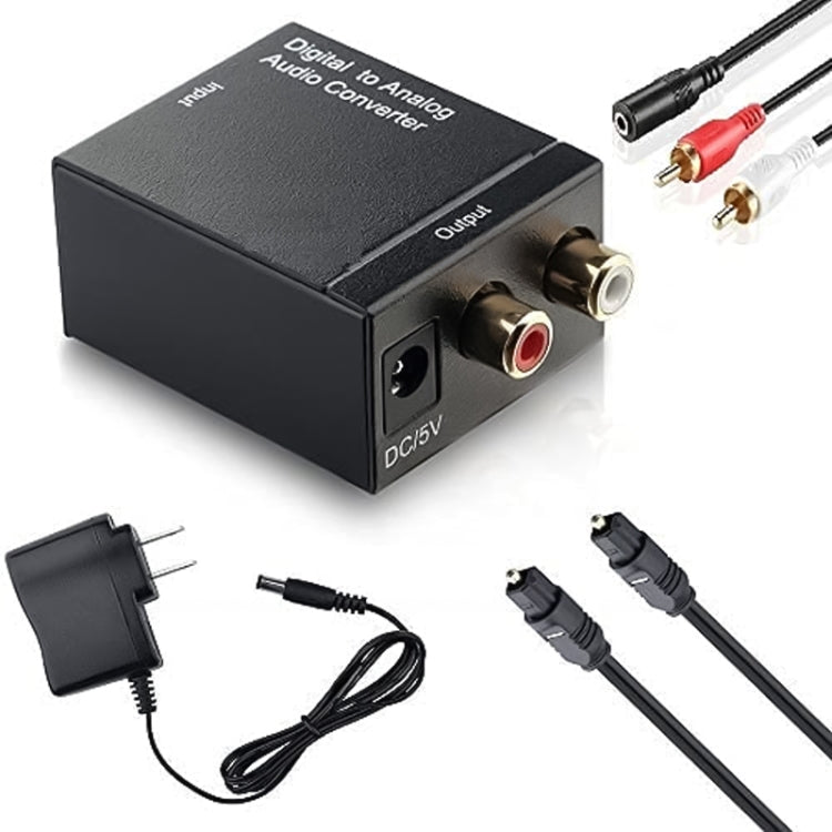디지털 광 코액셜 토스링크 to 아날로그 RCA 오디오 컨버터(블랙), Spdif+Coaxial to 2RCA