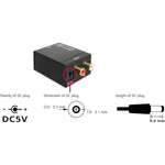 디지털 광 코액셜 토스링크 to 아날로그 RCA 오디오 컨버터(블랙), Spdif+Coaxial to 2RCA
