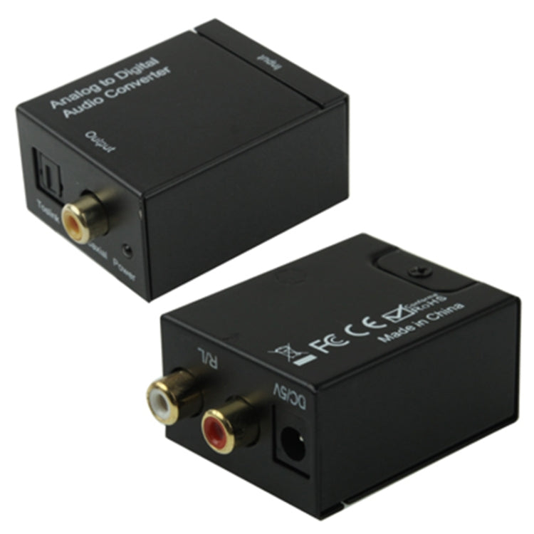아날로그 RCA to 디지털 광 코액셜 토스링크 오디오 컨버터(블랙), 2RCA to Spdif+Coaxial