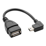 90도 미니 USB 수 to USB 2.0 AF 어댑터 케이블 OTG 기능 포함, 길이: 13cm, 오른쪽 각도 미니 USB, 13cm