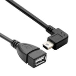 90도 미니 USB 수 to USB 2.0 AF 어댑터 케이블 OTG 기능 포함, 길이: 13cm, 오른쪽 각도 미니 USB, 13cm