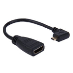 17cm 90도 마이크로 HDMI 오른쪽 방향 수컷 to HDMI 암컷 케이블 어댑터, 직각, 길이: 17cm